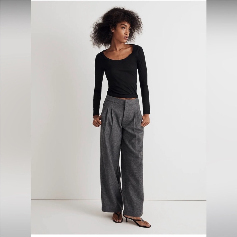 NWOT Madewell The Harlow Low-Slung Wool Wide-Leg Pant Mid Gray Melange Size 6 - Picture 3 of 13